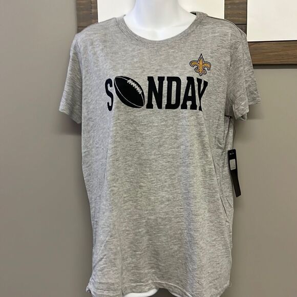 NFL New Orleans Sunday Football Women’s Short Sleeve Heather Gray T-Shirt- Large - Picture 1 of 13